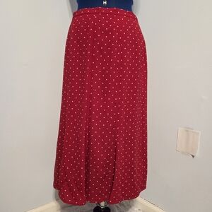 European Vintage Red Polka Dot Midi Skirt Size 42